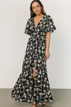 New Baltic Born Verona Smocked Maxi Dress | Black Floral