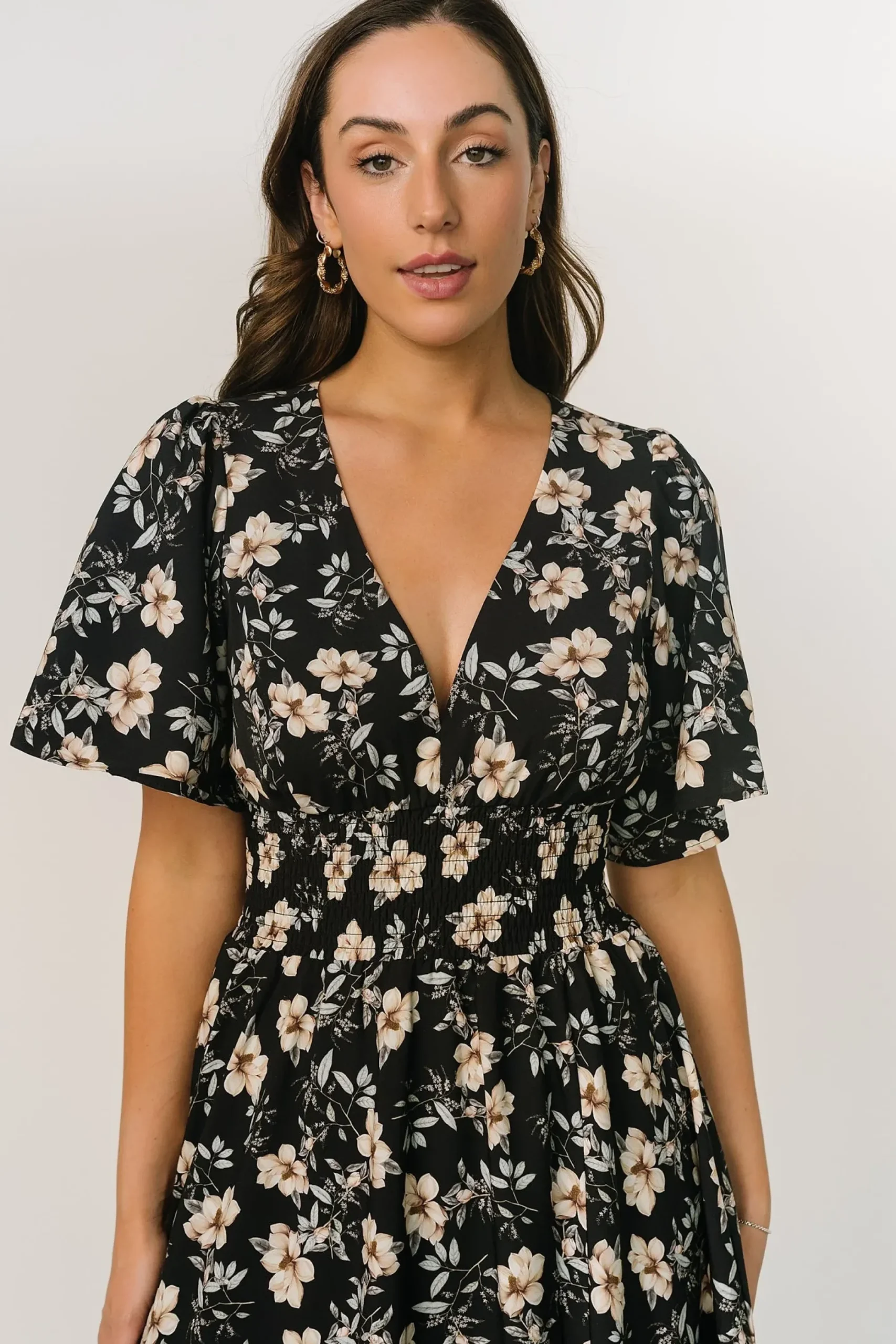 New Baltic Born Verona Smocked Maxi Dress | Black Floral