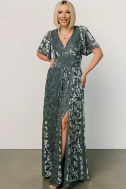 Sale Baltic Born Veronica Velvet Maxi Dress | Slate Blue