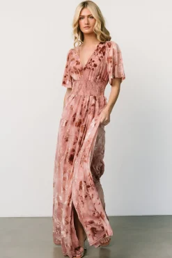 New Baltic Born Veronica Velvet Maxi Dress | Blush