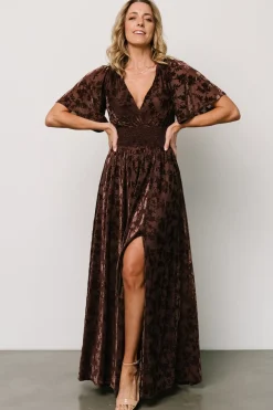 Discount Baltic Born Veronica Velvet Maxi Dress | Espresso