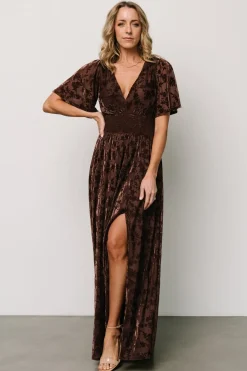 Discount Baltic Born Veronica Velvet Maxi Dress | Espresso
