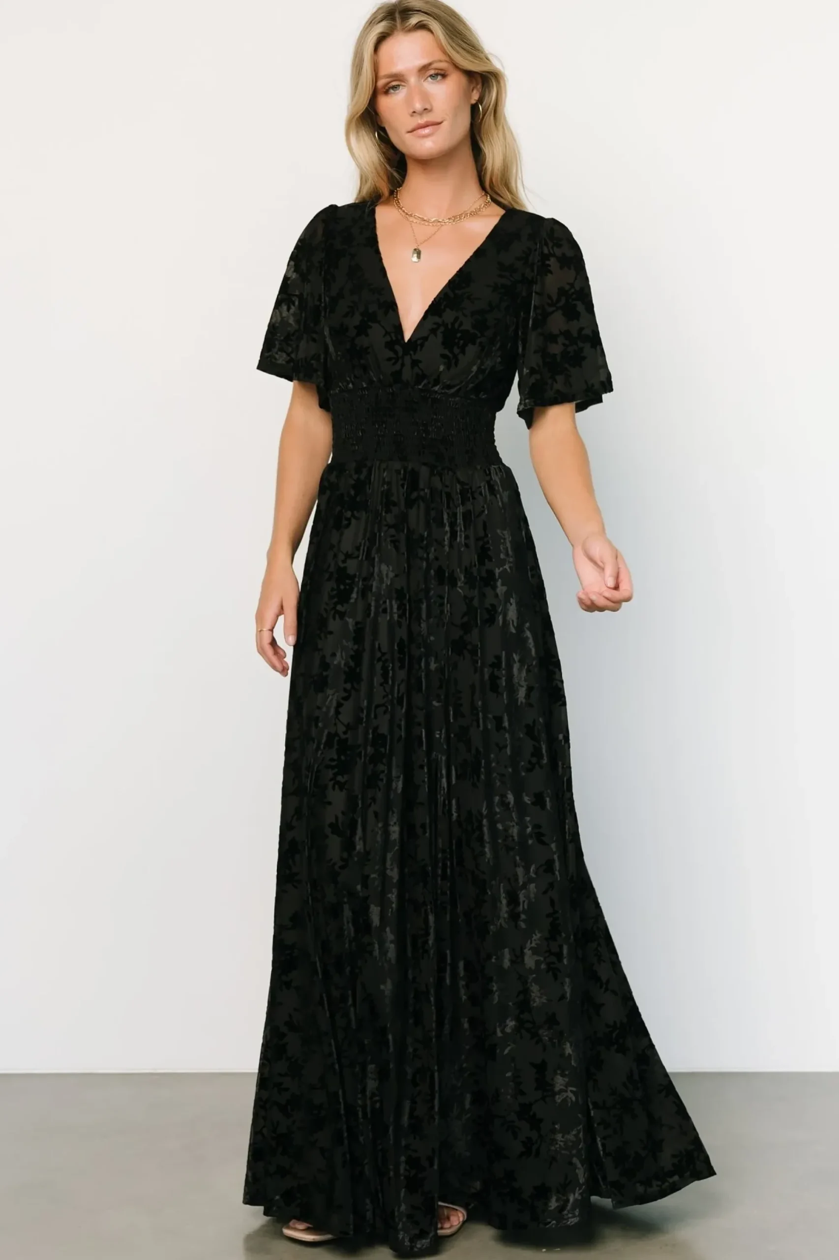 Discount Baltic Born Veronica Velvet Maxi Dress | Black