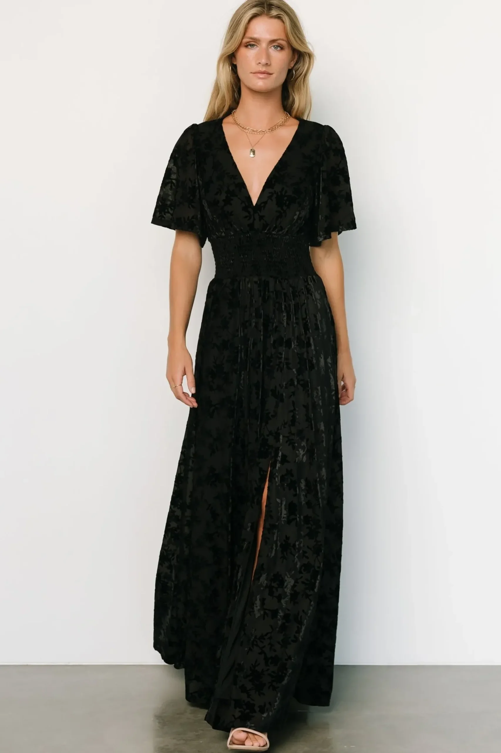 Discount Baltic Born Veronica Velvet Maxi Dress | Black
