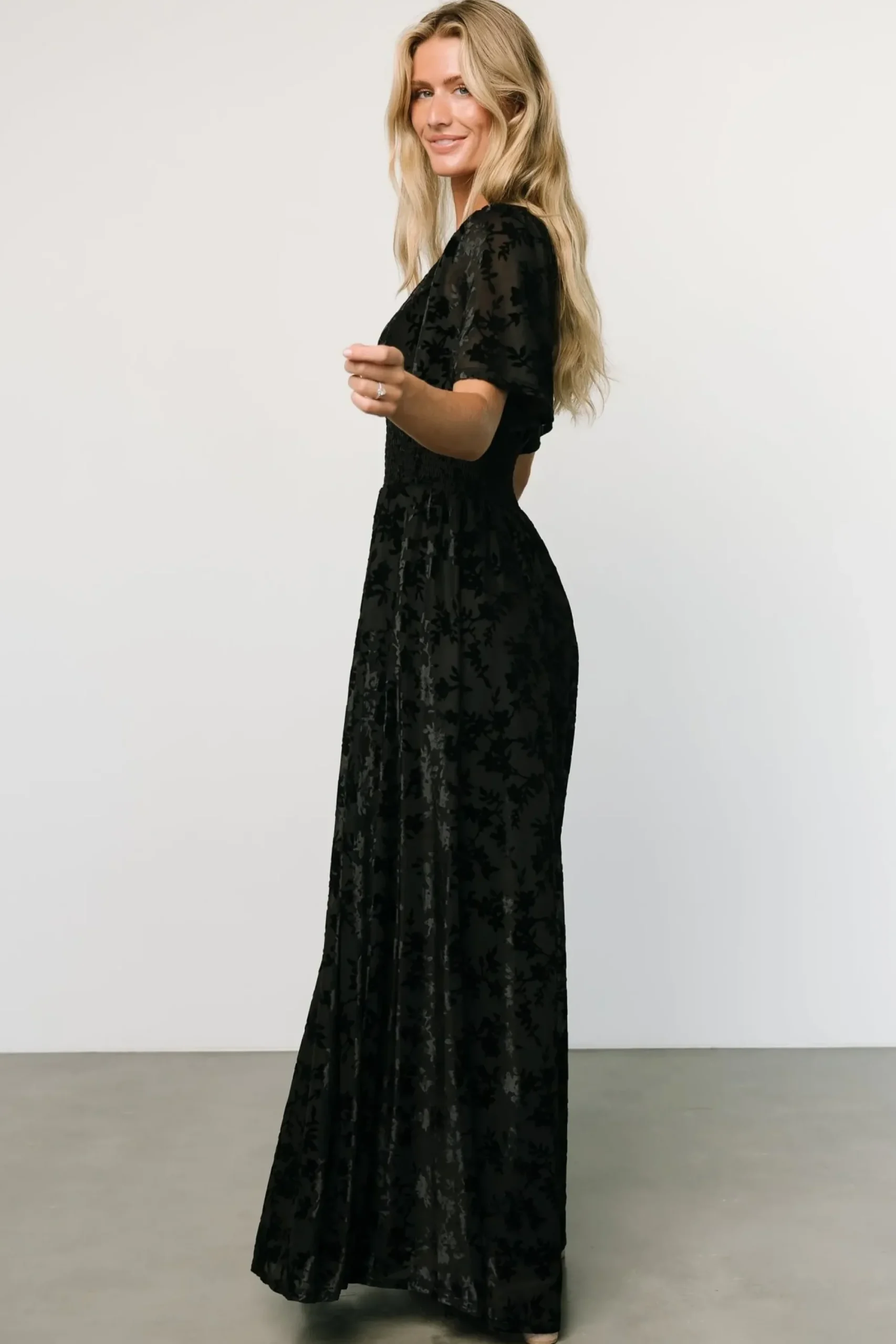 Discount Baltic Born Veronica Velvet Maxi Dress | Black