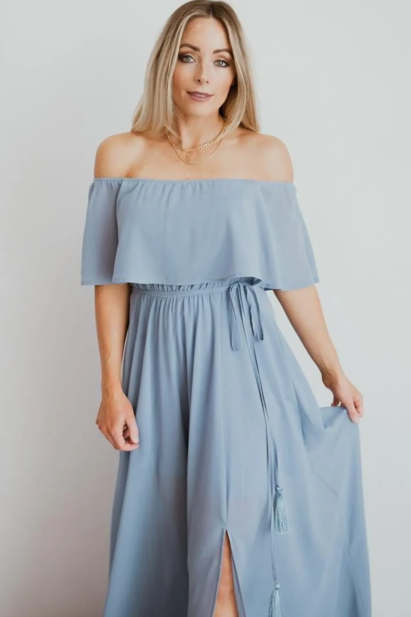 Online Baltic Born Victoria Off Shoulder Maxi Dress | Light Blue