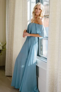 Online Baltic Born Victoria Off Shoulder Maxi Dress | Light Blue