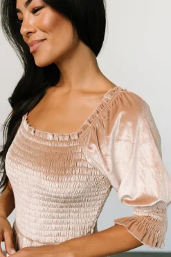 Best Baltic Born Vivaldi Smocked Velvet Midi Dress | Champagne