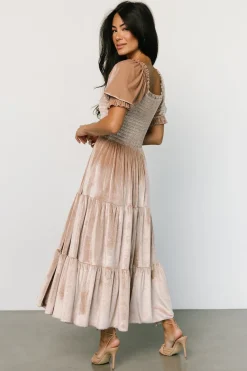 Best Baltic Born Vivaldi Smocked Velvet Midi Dress | Champagne