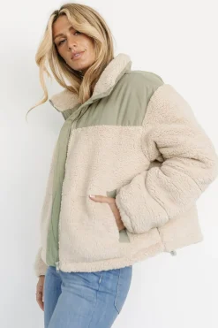 Hot Baltic Born Weekender Sherpa Puffer Jacket | Oatmeal + Sage