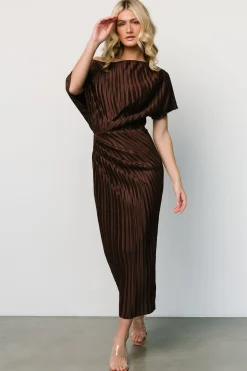 Clearance Baltic Born Winslow Pleated Midi Dress | Dark Brown