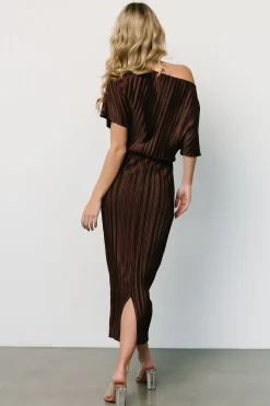 Clearance Baltic Born Winslow Pleated Midi Dress | Dark Brown