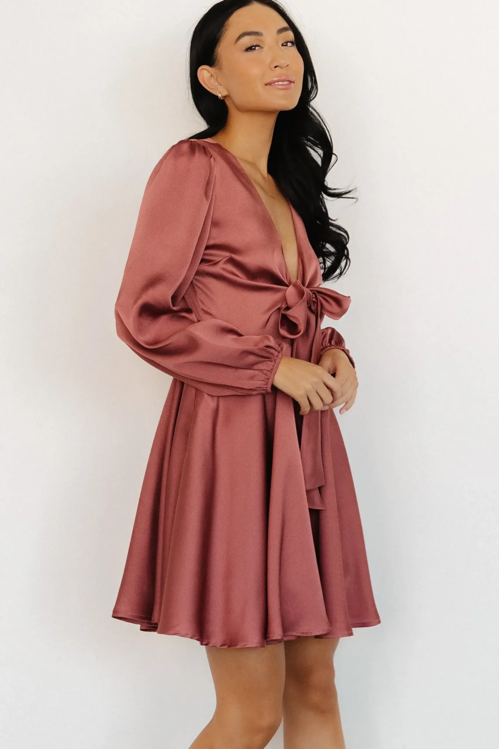 Discount Baltic Born Woodbury Satin Mini Dress | Deep Mauve