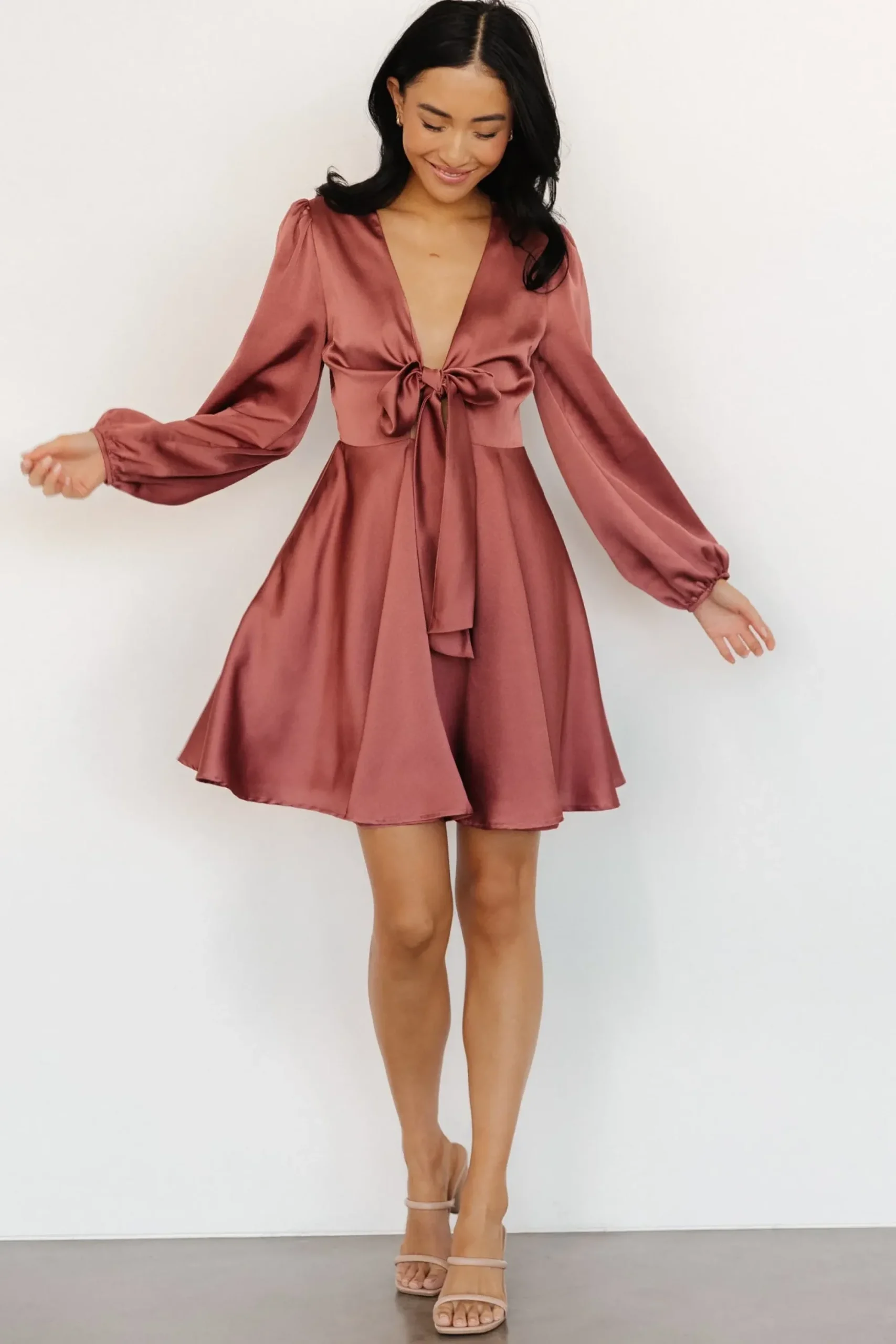 Discount Baltic Born Woodbury Satin Mini Dress | Deep Mauve