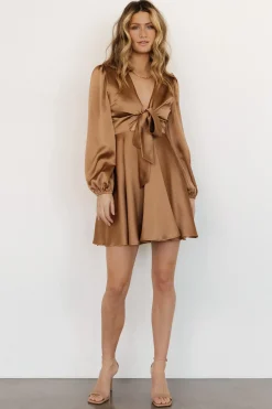 Fashion Baltic Born Woodbury Satin Mini Dress | Mocha