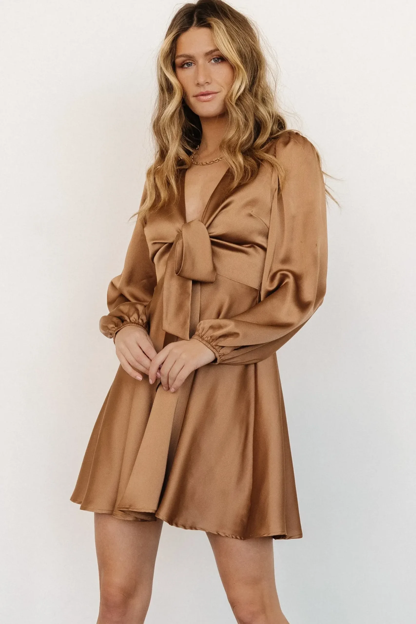 Fashion Baltic Born Woodbury Satin Mini Dress | Mocha