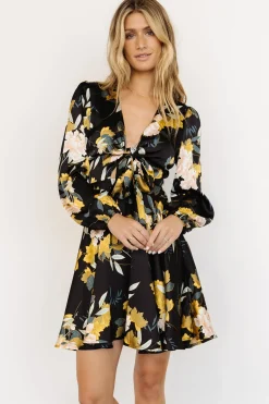 Online Baltic Born Woodbury Satin Mini Dress | Black Floral