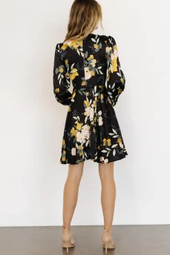 Online Baltic Born Woodbury Satin Mini Dress | Black Floral