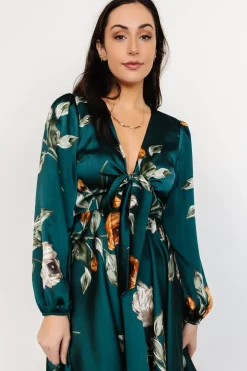 New Baltic Born Woodbury Satin Mini Dress | Deep Topaz Floral