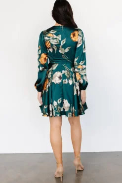 New Baltic Born Woodbury Satin Mini Dress | Deep Topaz Floral