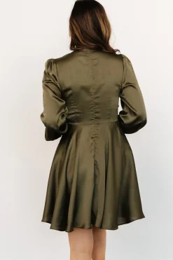 New Baltic Born Woodbury Satin Mini Dress | Olive