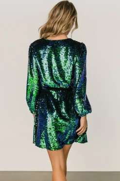 Sale Baltic Born Xander Sequin Mini Dress | Green + Blue