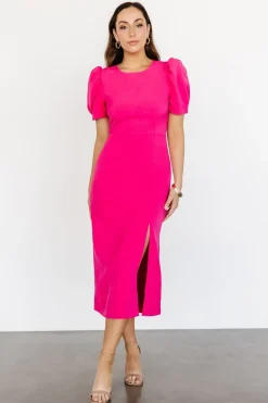 Online Baltic Born Younge Puff Sleeve Midi Dress | Pink