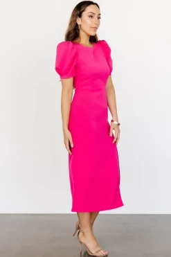 Online Baltic Born Younge Puff Sleeve Midi Dress | Pink