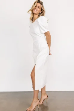 Discount Baltic Born Younge Puff Sleeve Midi Dress | Off White