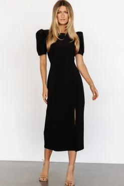 Fashion Baltic Born Younge Puff Sleeve Midi Dress | Black