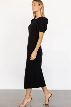 Fashion Baltic Born Younge Puff Sleeve Midi Dress | Black