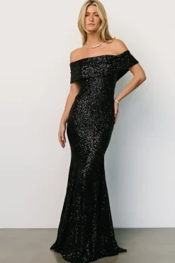 Fashion Baltic Born Yvonne Off Shoulder Sequin Gown | Black