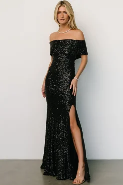 Fashion Baltic Born Yvonne Off Shoulder Sequin Gown | Black