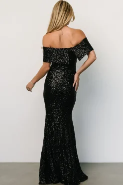 Fashion Baltic Born Yvonne Off Shoulder Sequin Gown | Black