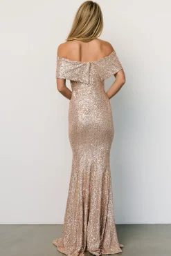 Clearance Baltic Born Yvonne Off Shoulder Sequin Gown | Champagne