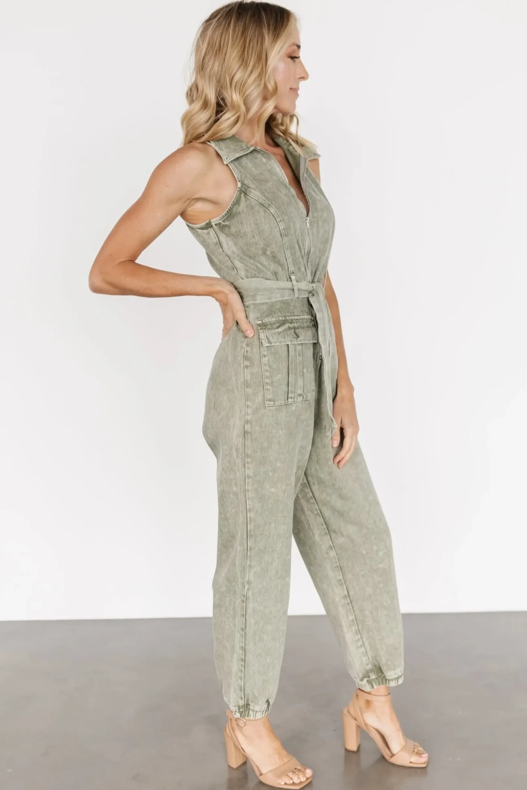 Discount Baltic Born Zahara Sleeveless Jumpsuit | Washed Olive