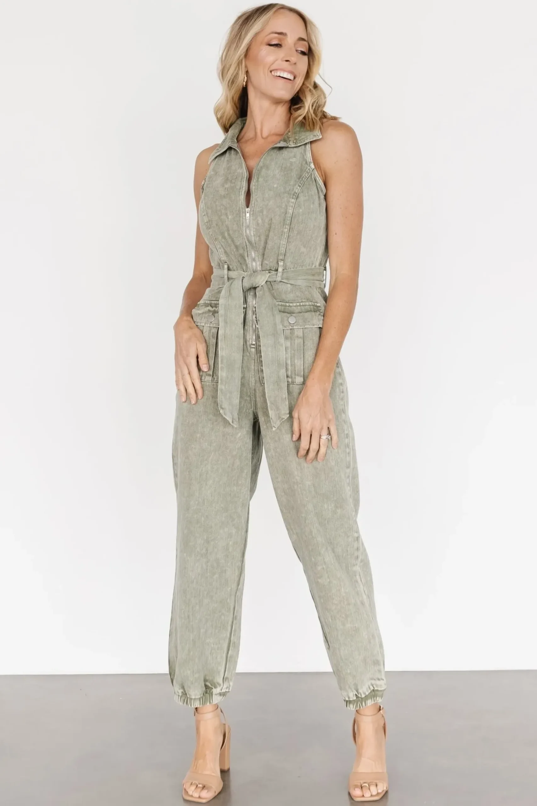 Discount Baltic Born Zahara Sleeveless Jumpsuit | Washed Olive