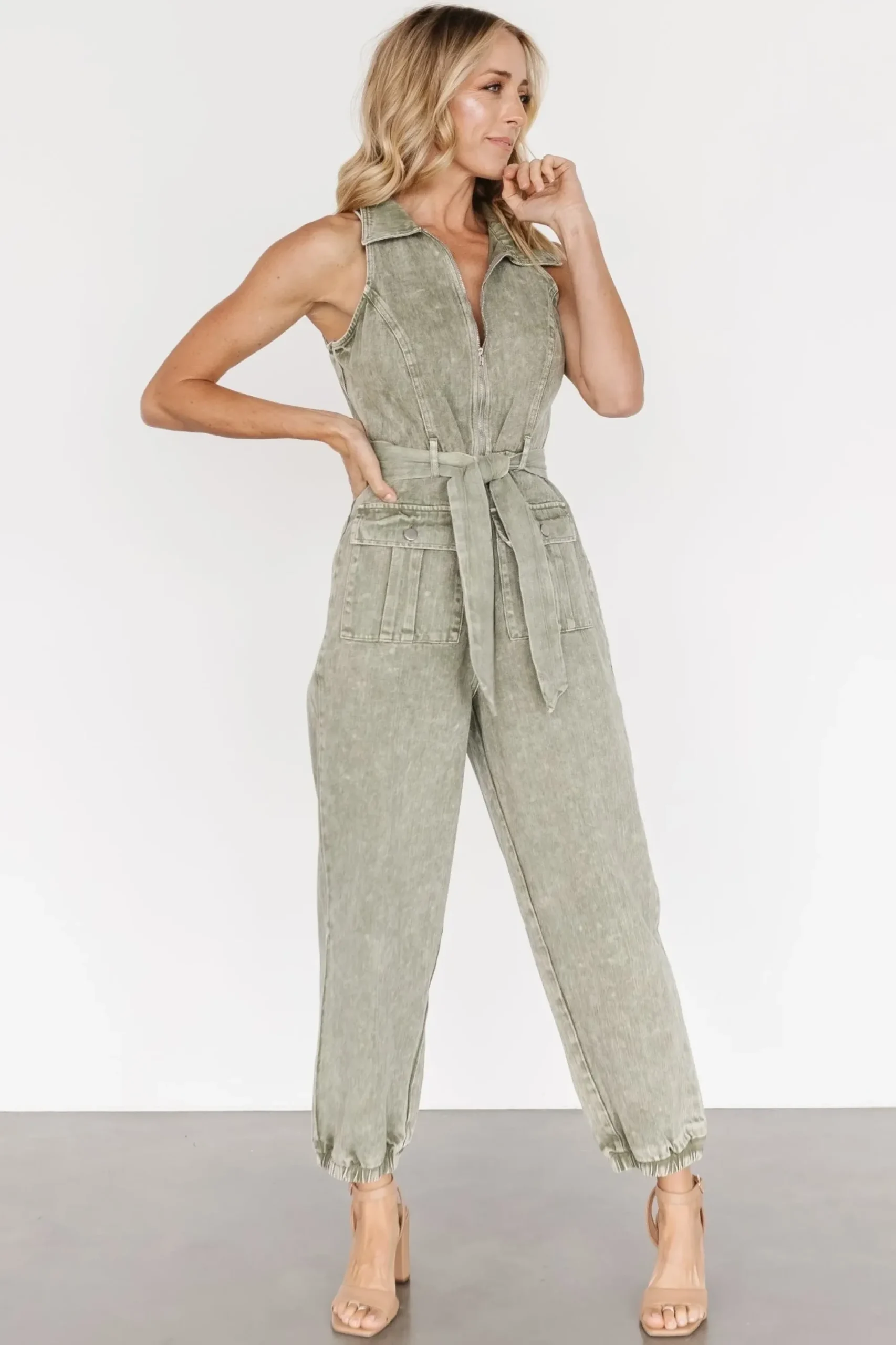 Discount Baltic Born Zahara Sleeveless Jumpsuit | Washed Olive