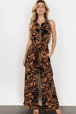 Fashion Baltic Born Zendaya Jumpsuit | Camel + Black Print