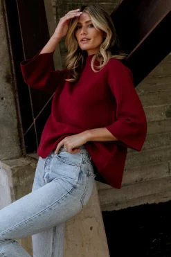 Online Baltic Born Zola Bell Sleeve Sweater | Burgundy